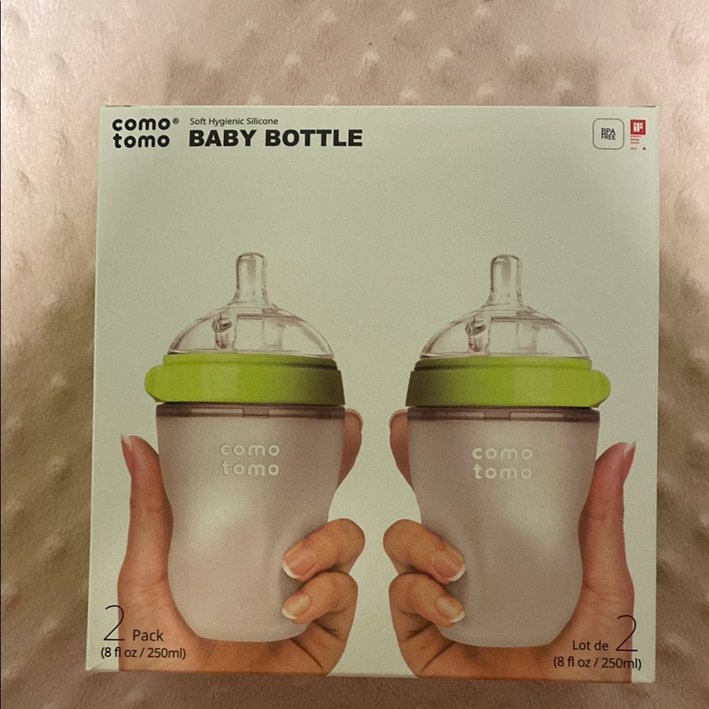 Comotomo Baby Bottle 2-Pack with Green Accents